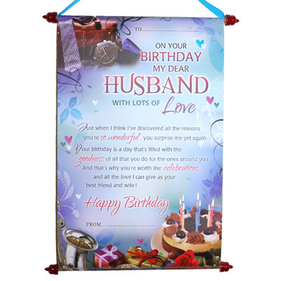"Happy Birthday Message Scroll for Husband - Code 11-005 - Click here to View more details about this Product